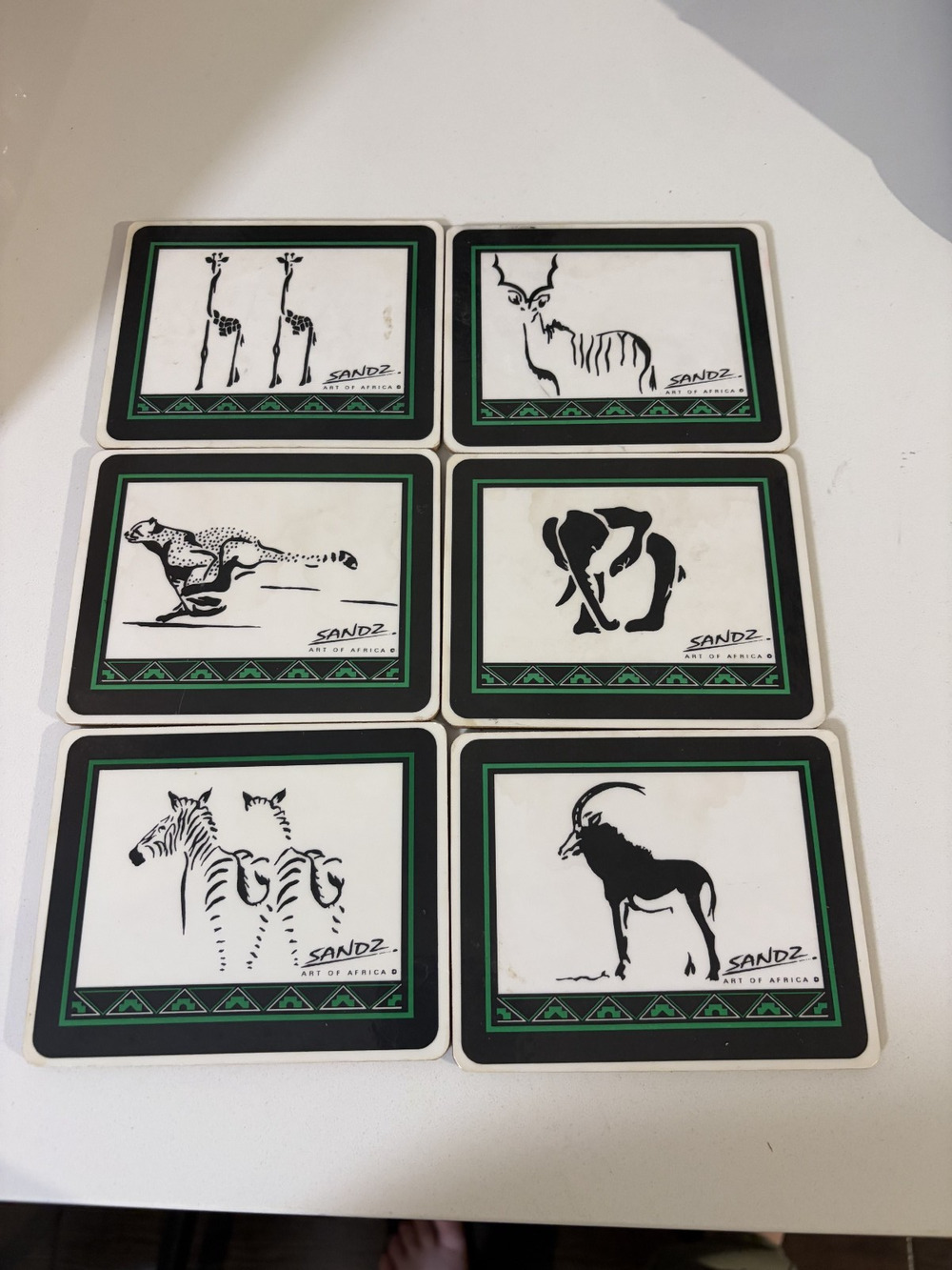 South African Coasters Art of Africa 4” x 4.25” Sandz Art Of Africa Set 6 SANDZ